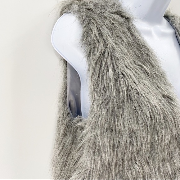 Wenxi Faux Fur Light Gray Long Vest Size L - Picture 4 of 7